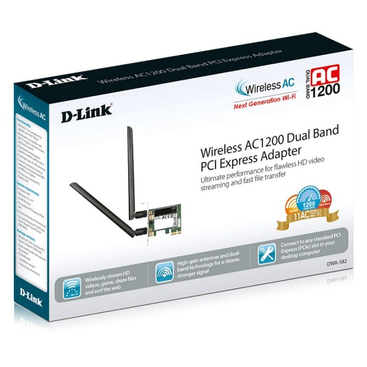 D-Link DWA-582 Tarjeta de Red WiFi AC1200 Dual Band PCIe