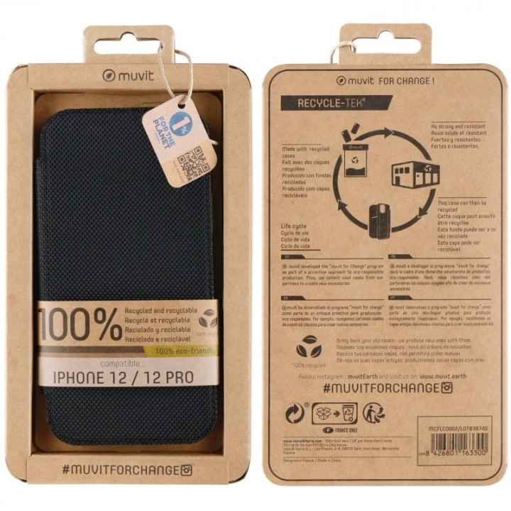 Muvit Funda Folio Negra para Apple iPhone 12/12 Pro