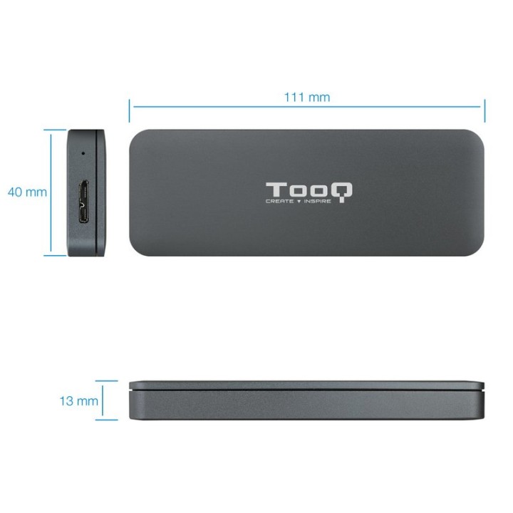 TooQ TQE-2281G Caja Externa para SSD M.2 NGFF a USB-C 3.1