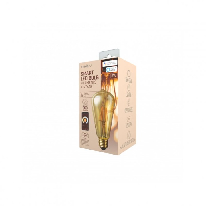 Muvit iO Bombilla Inteligente Filamentos Vintage Edison E27 5W Blanco Ambar