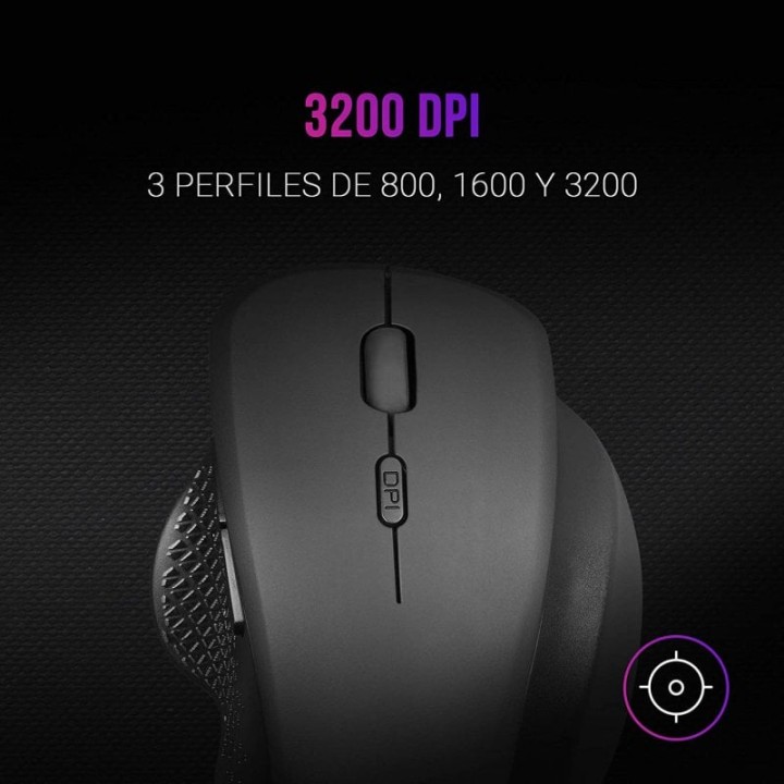 Mars Gaming MMWERGO Ratón Inalámbrico 3200DPI Negro