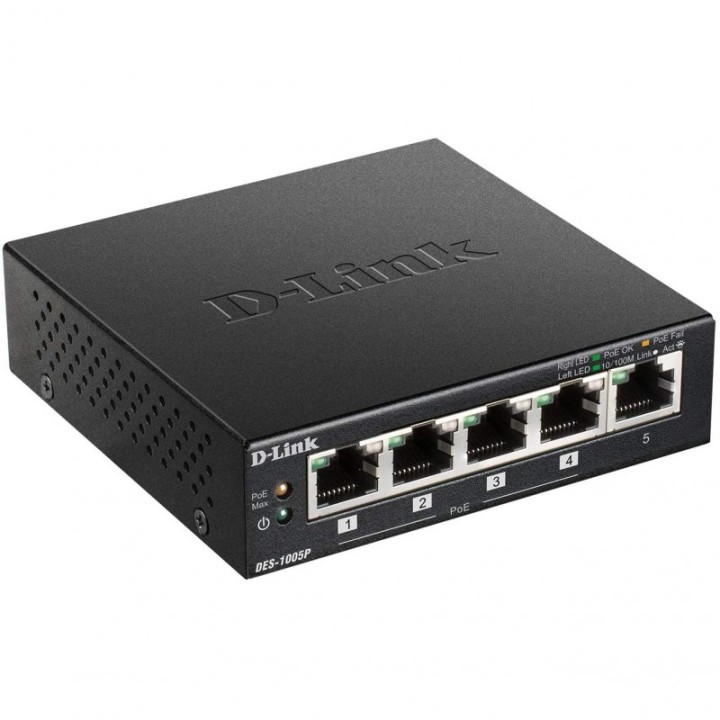 D-Link DES-1005P Switch PoE 5 Puertos Fast Ethernet