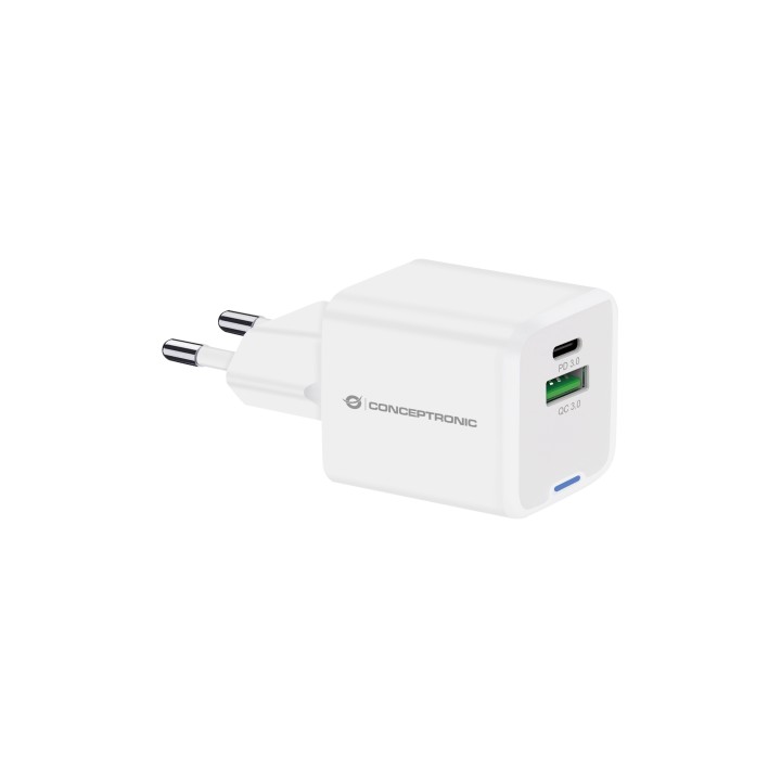 Cargador Pared CONCEPTRONIC USB-A/C GaN 20W (ALTHEA15W)