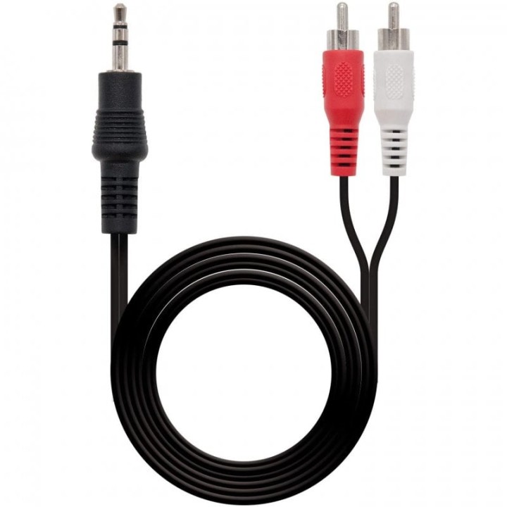 NanoCable Cable Audio Estéreo Jack 3.5 a 2xRCA Macho/Macho 1.5m Negro