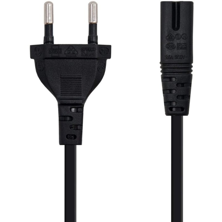 Nanocable Cable de Alimentación Forma 8 CEE7/16 - C7 1.5m Negro