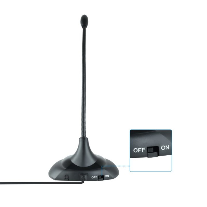 TooQ Micrófono Multimedia Flexible Jack 3.5 mm Negro