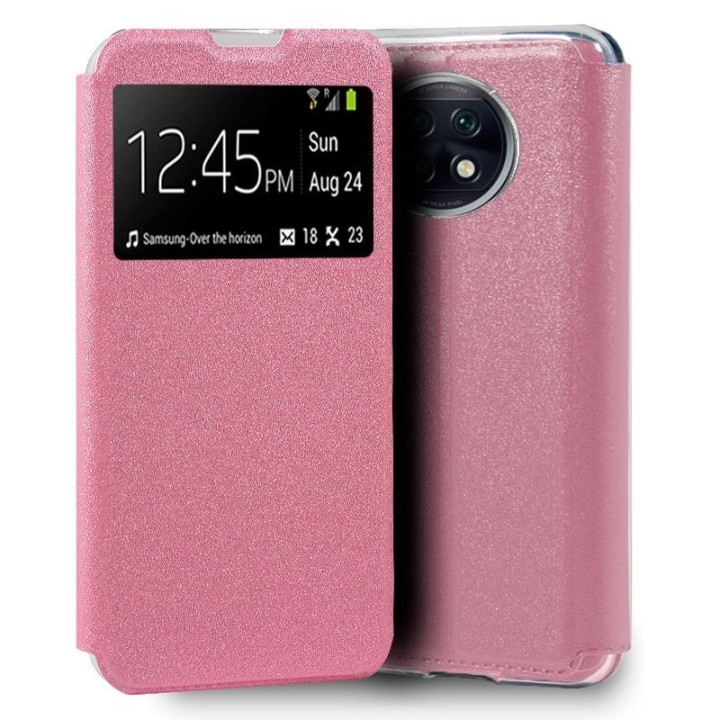 Cool Funda Flip Cover Liso Rosa para Xiaomi Redmi Note 9T