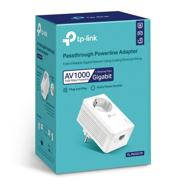 TP-Link TL-PA7017P Adaptador de Red PowerLine Gigabit con Enchufe Incorporado