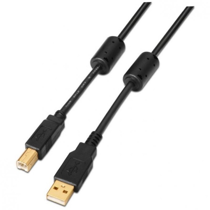 Aisens Cable para Impresora USB-A 2.0 a USB-B Macho/Macho 3m Negro