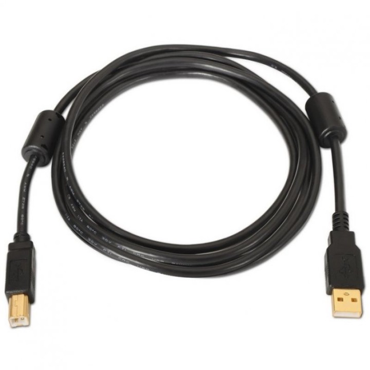 Aisens Cable para Impresora USB-A 2.0 a USB-B Macho/Macho 2m Negro