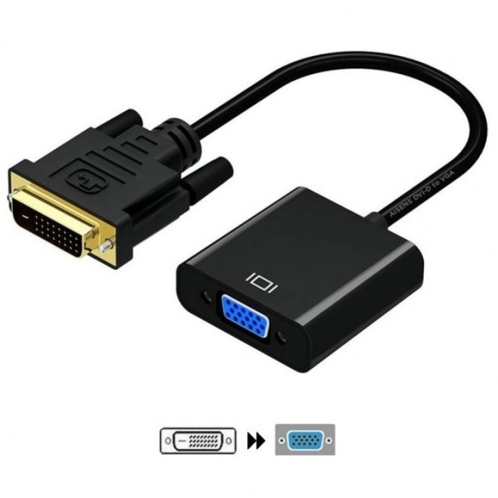 Aisens Adaptador DVI-D a VGA Macho/Macho 10cm Negro