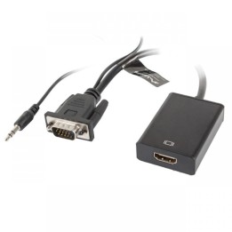 Lanberg Adaptador VGA + Jack 3.5mm a HDMI Macho/Hembra Negro
