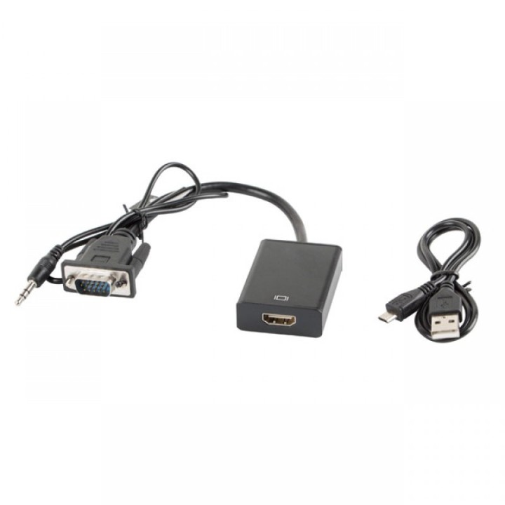 Lanberg Adaptador VGA + Jack 3.5mm a HDMI Macho/Hembra Negro