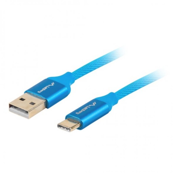 Lanberg Cable Premium USB-C a USB-A 2.0 QC 3.0 Macho/Macho 1.8m Azul