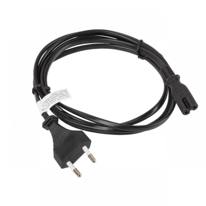 Lanberg Cable de Alimentación CEE 7/16 a IEC 320 C7 1.8m Negro