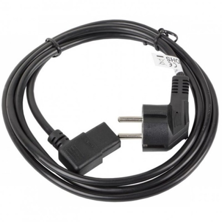 Lanberg Cable de Extensión Acodado CEE 7/7 a IEC 320 C13 Macho/Hembra 1.8m VDE Negro