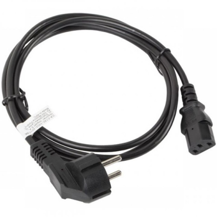 Lanberg Cable de Extensión CEE 7/7 a IEC 320 C13 Macho/Hembra 1.8m Negro