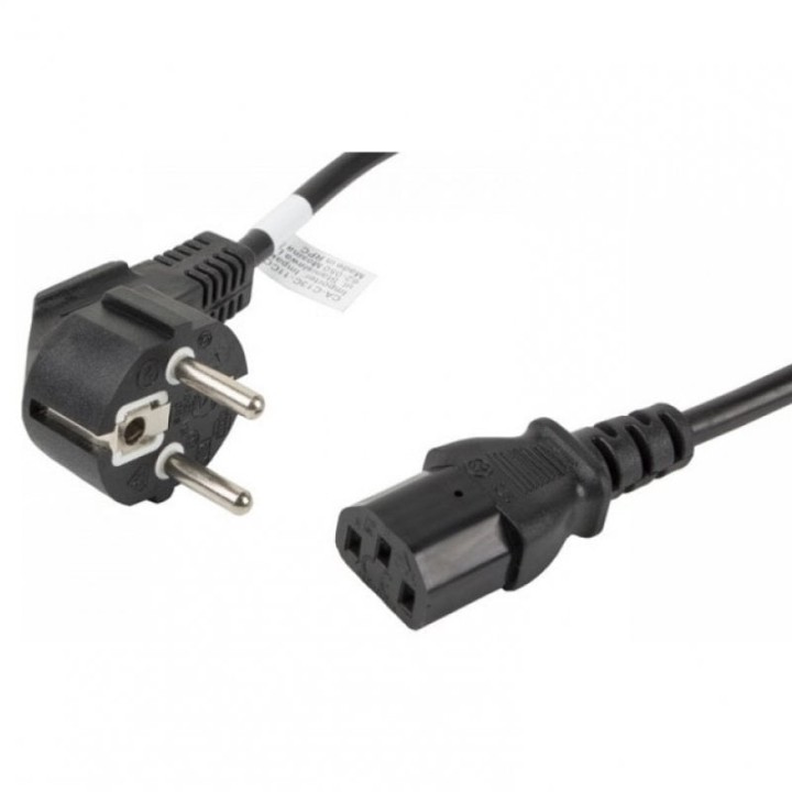 Lanberg Cable de Extensión CEE 7/7 a IEC 320 C13 Macho/Hembra 1.8m VDE Negro