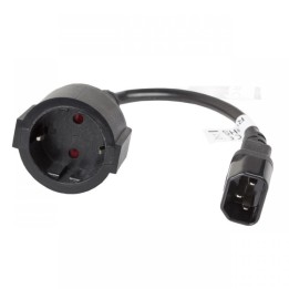 Lanberg Cable de Extensión IEC 320 C14 a Schuko Hembra/Hembra 20cm Negro