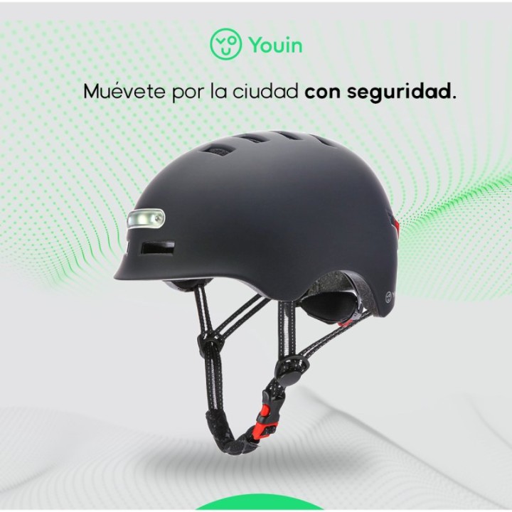 Youin Casco con Luz LED Negro Talla L 58x61cm