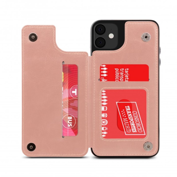 Nueboo Wallex Funda Piel Dorado Rosa para iPhone 12 Mini