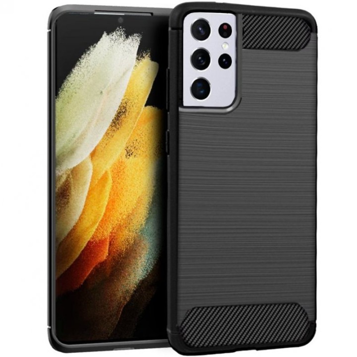 Cool Funda Carbón Negro para Samsung Galaxy S21 Ultra