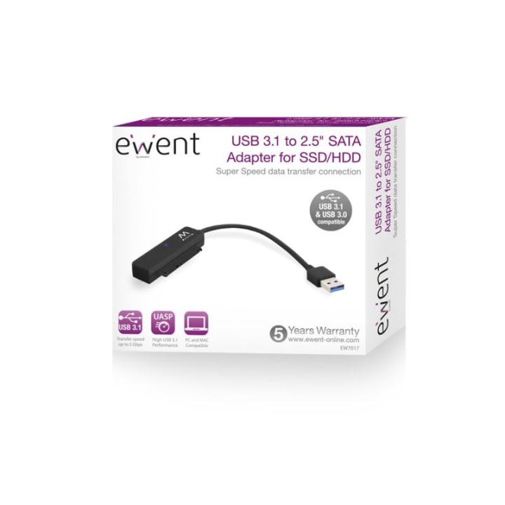 Ewent Adaptador USB 3.1 a SATA Negro