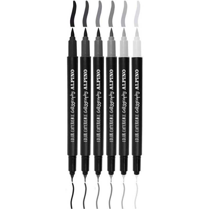 Alpino Caligraphy Rotuladores Doble Punta 6 Unidades Negro/Gris