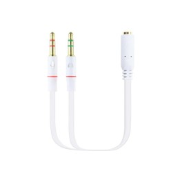 Nanocable Cable Audio Jack 3.5 a 2xJack 3.5 Macho/Hembra 20cm Blanco