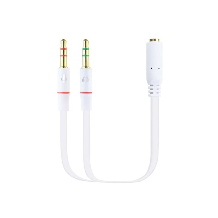 Nanocable Cable Audio Jack 3.5 a 2xJack 3.5 Macho/Hembra 20cm Blanco