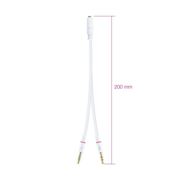 Nanocable Cable Audio Jack 3.5 a 2xJack 3.5 Macho/Hembra 20cm Blanco