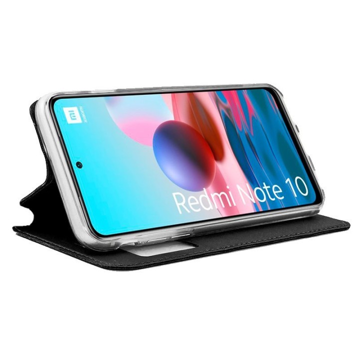 Cool Funda Flip Cover Liso Negro para Xiaomi Redmi Note 10/Note 10S