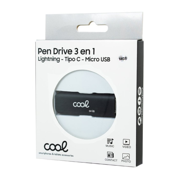 Cool 64GB Lightning /USB-C /Micro-USB Negro
