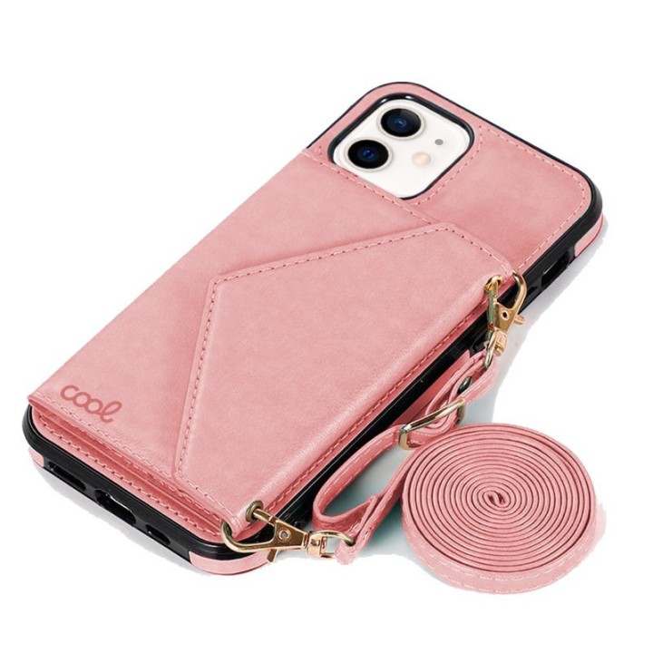 Cool Funda Colgante Wallet Rosa para iPhone 12 Mini