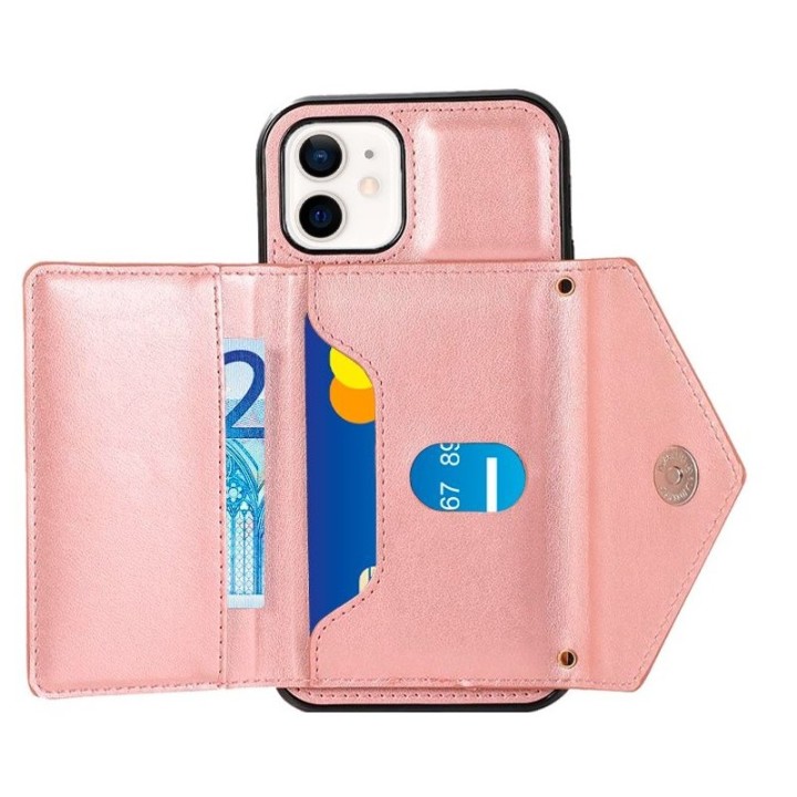 Cool Funda Colgante Wallet Rosa para iPhone 12 Mini