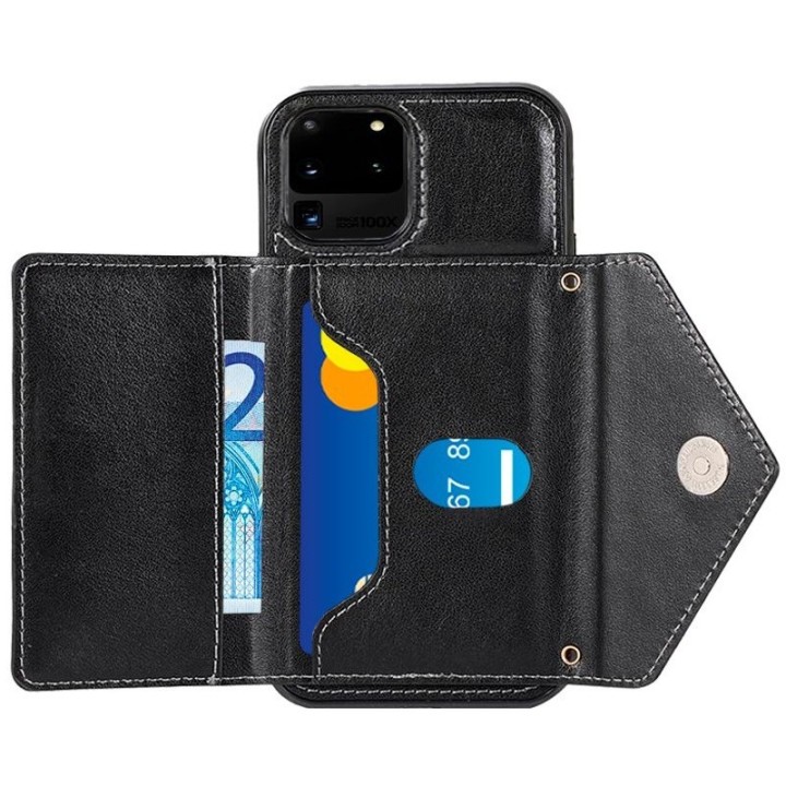 Cool Funda Colgante Wallet Negra para Samsung Galaxy S20 Ultra 5G