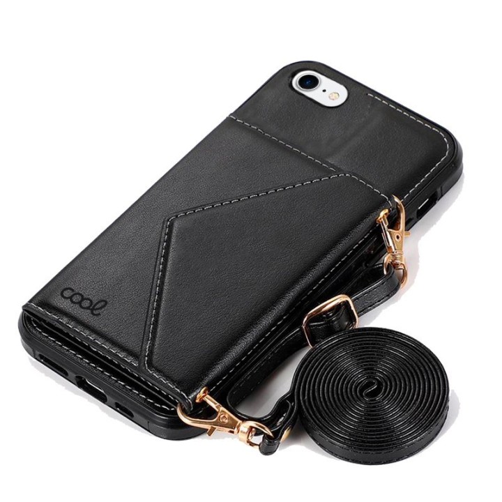 Cool Funda Colgante Wallet Negra para iPhone 7/8/SE 2020