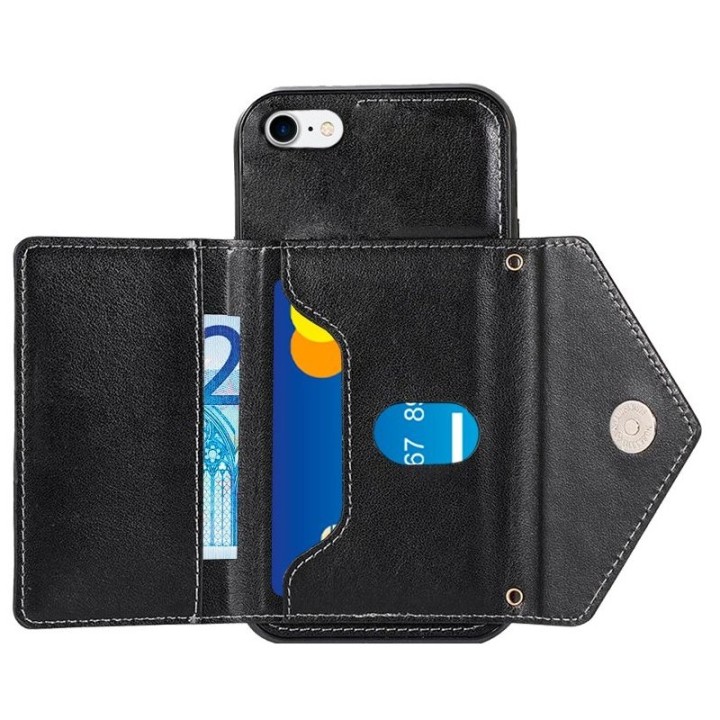 Cool Funda Colgante Wallet Negra para iPhone 7/8/SE 2020