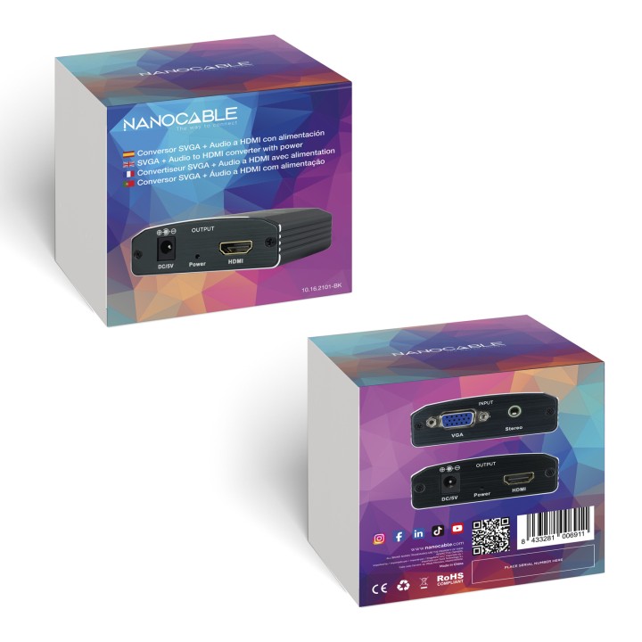 Conversor Nanocable VGA a HDMI/3.5mm 1m (10.16.2101-BK)
