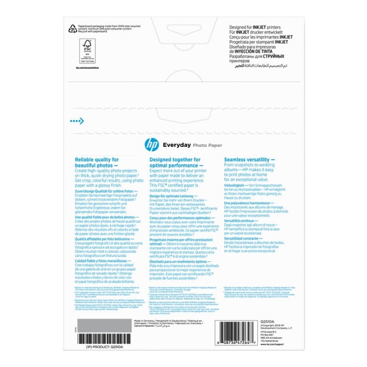 HP Everyday Papel Fotográfico Brillante 100 Hojas A4 200gr