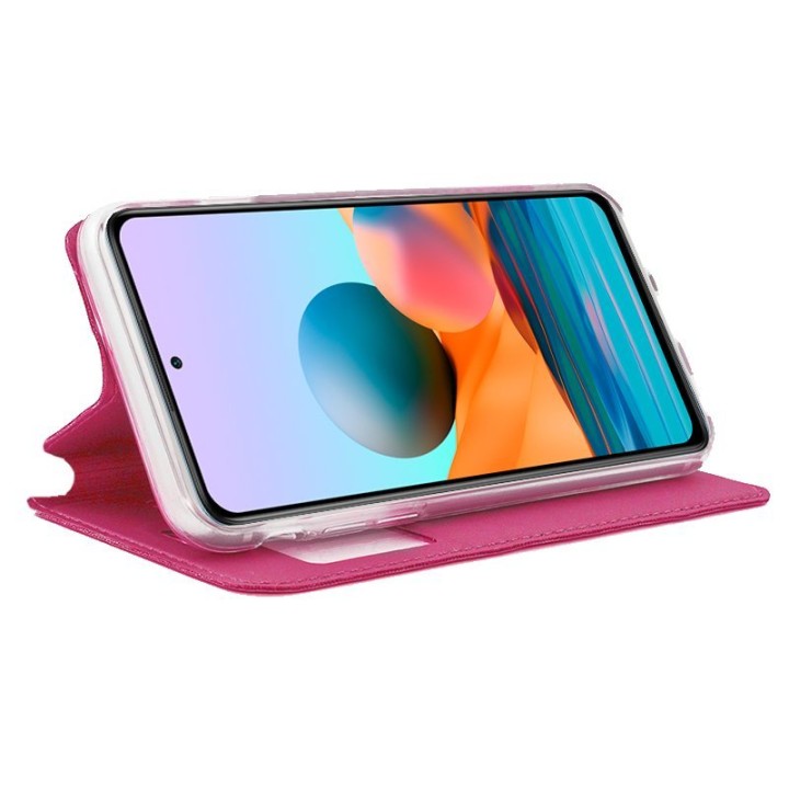 Cool Funda Flip Cover Liso Rosa para Xiaomi Redmi Note 10 Pro