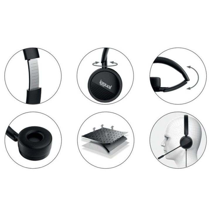 Iggual Dual Tech Auriculares con Micrófono Negros