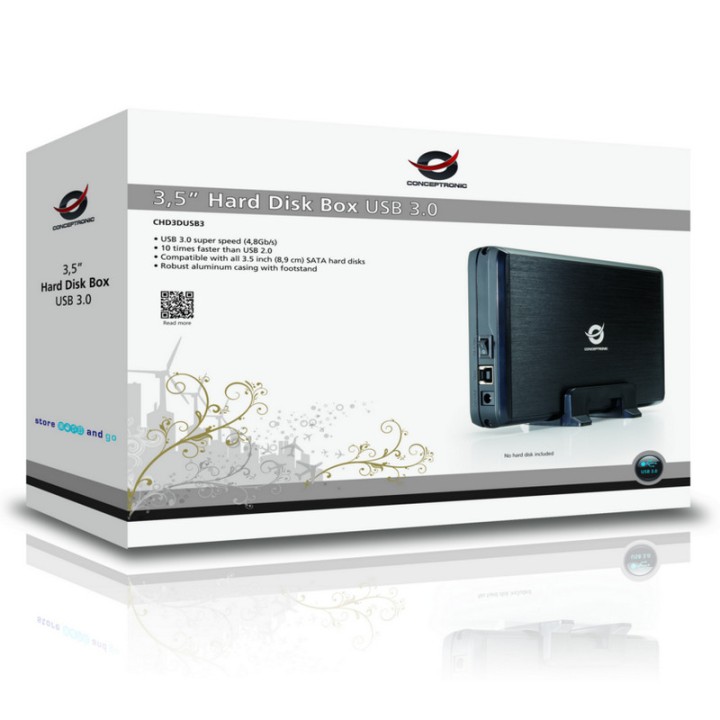 Conceptronic Grab´n´GO Carcasa HD 3.5" SATA USB 3.0 Negro