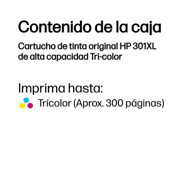 HP 301XL Cartucho Tinta Alta Capacidad Original Tricolor