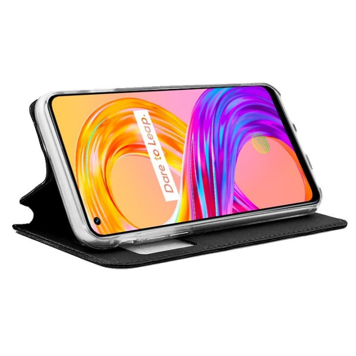 Cool Funda Flip Cover Liso Negro para Realme 8 / 8 Pro