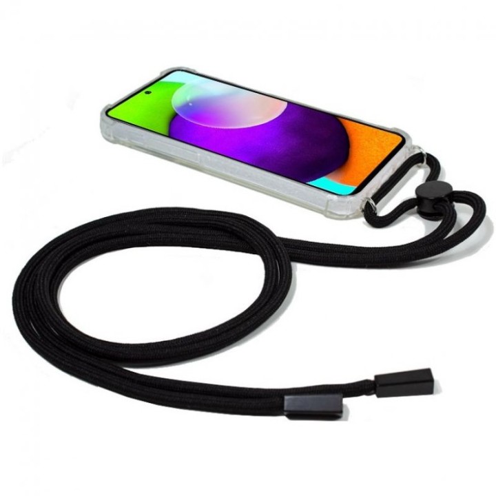 Cool Funda Transparente con Cordón Negro para Samsung A525 Galaxy A52 / A52 5G / A52s 5G