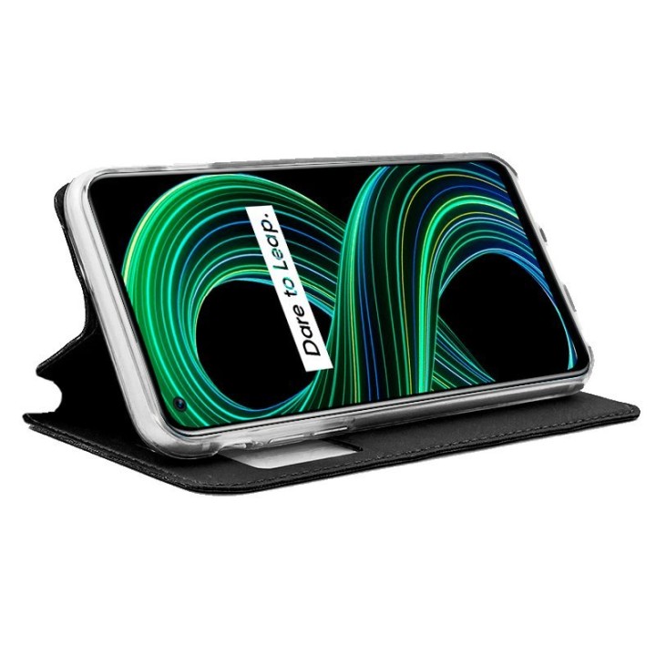 Cool Funda Flip Cover Liso Negro para Realme 8 5G