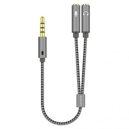 Aisens Cable Audio Jack 3.5mm a 2xJack 3.5mm Macho/Hembra 25cm Gris