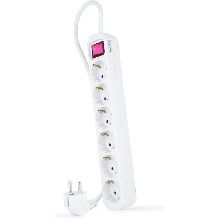 Nanocable Regleta con Protección 6 Tomas Schuko 1.4m Blanco