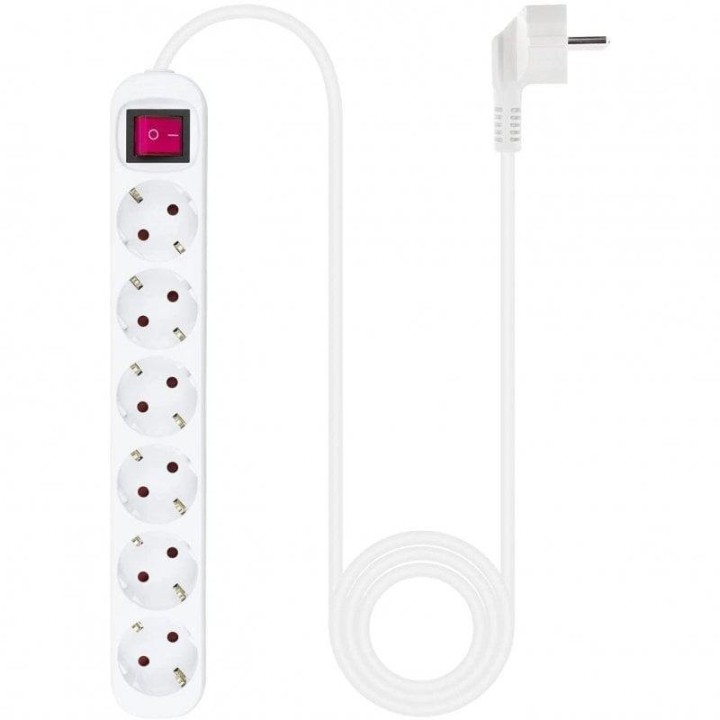 Nanocable Regleta con Protección 6 Tomas Schuko 1.4m Blanco